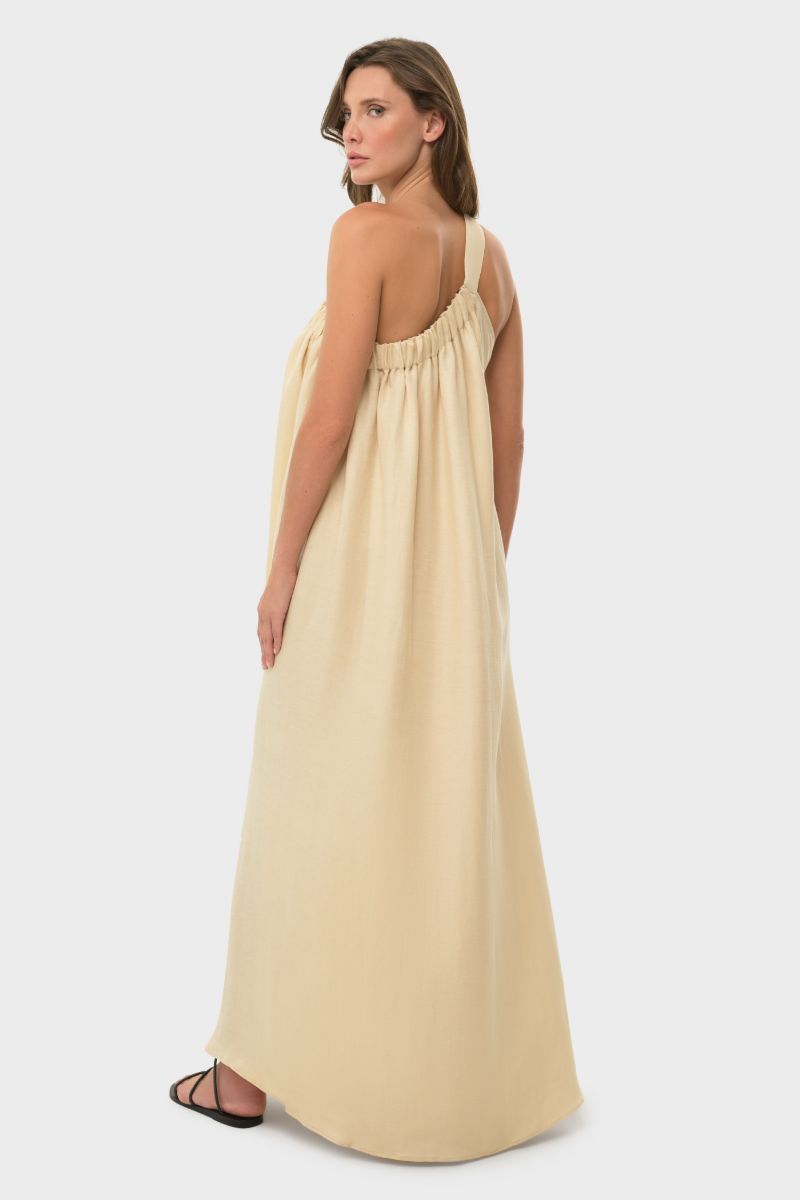 ELLA ONE SHOULDER DRESS IN CREME - CULT MIA