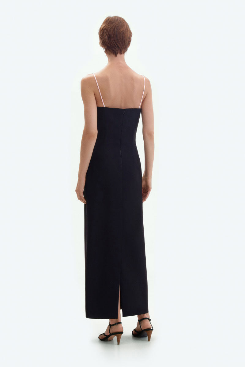 Elegant ELENAREVA gown featuring a pink satin bustier, showcasing luxurious fabric and intricate design details.