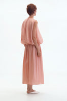 Dusky pink balloon top by ELENAREVA featuring a fitted design and round neckline, perfect for casual and stylish outfits.