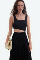 Black midi cutout dress by ELENAREVA, featuring a stylish maxi dress design with cutout details and a flattering fit.