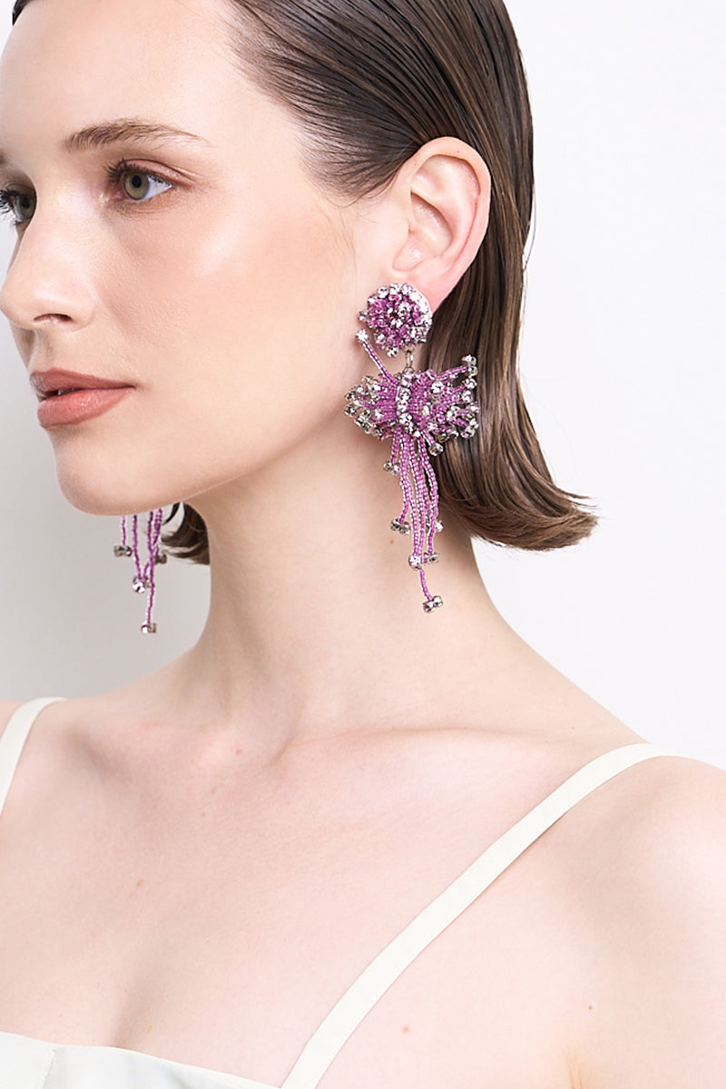 Aidan & Ice Lilla Purple Drop Earrings featuring elegant purple teardrop design on silver hooks.