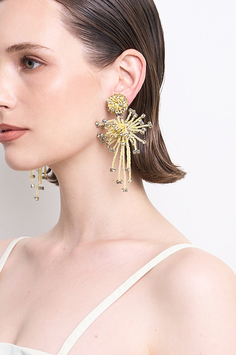 Aidan & Ice Lilla Yellow Drop Earrings, gold-tone earrings with yellow drop pendant, stylish and elegant jewelry accessory.