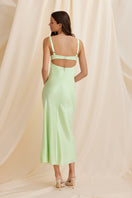 Scarlett Gasque Ella mint maxi dress displayed from the back, flowing fabric and elegant design perfect for summer occasions.