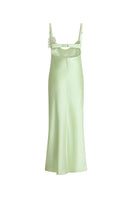 Scarlett Gasque Ella mint maxi dress with flowing fabric and sleeveless design, front view showcasing elegant style.