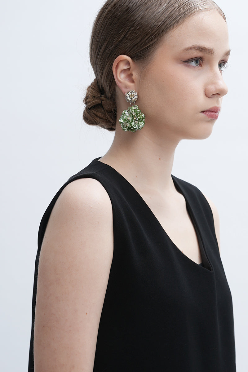 Aidan & Ice Louise earrings featuring elegant drop design with gold-tone finish, shown on a white background.