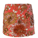 Orange JC Pajares embroidery low waist mini skirt, featuring detailed embroidery and a stylish mini length.