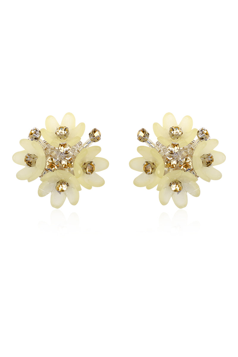 A pair of MELLOW LIME earrings by Aidan & Ice featuring vibrant lime green earrings with a sleek, modern design.