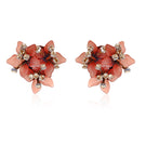 Aidan & Ice Peach Greta earrings featuring stylish peach-colored earrings with gold accents, designed for a chic look.