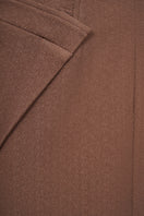 Brown crepe midi skirt by EEGEN STUDIO, featuring a flowy design and stylish waistline, perfect for casual or dressy outfits.