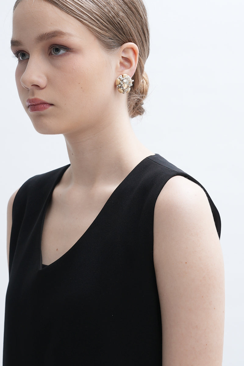 Aidan & Ice Sand Cascade earrings featuring layered sand-colored cascading earrings with gold accents.