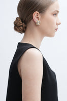 Aidan & Ice Sand Cascade Earrings featuring layered sandy-colored beads and silver hooks, elegant dangle jewelry for women.