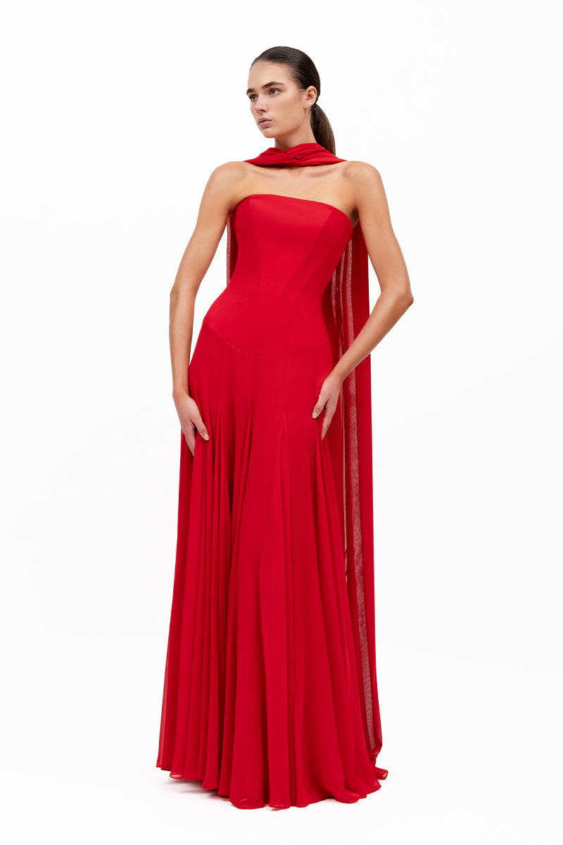 itsmilla coral spaghetti strap pleated maxi dress garden of eden Milla Sky- Spaghetti Strap Pleated Maxi Dress