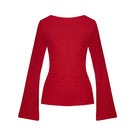Red Twinkle Knit Top by EEGEN Studio featuring a cozy, sparkly knit fabric and a stylish, fitted design.