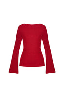 Red Twinkle Knit Top by EEGEN Studio featuring a cozy, sparkly knit fabric and a stylish, fitted design.
