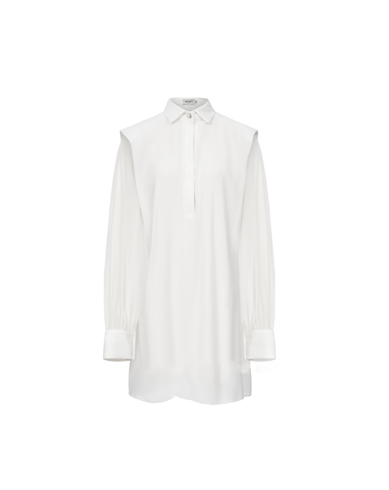 CRINKLE CHIFFON SHIRT IN WHITE - CULT MIA