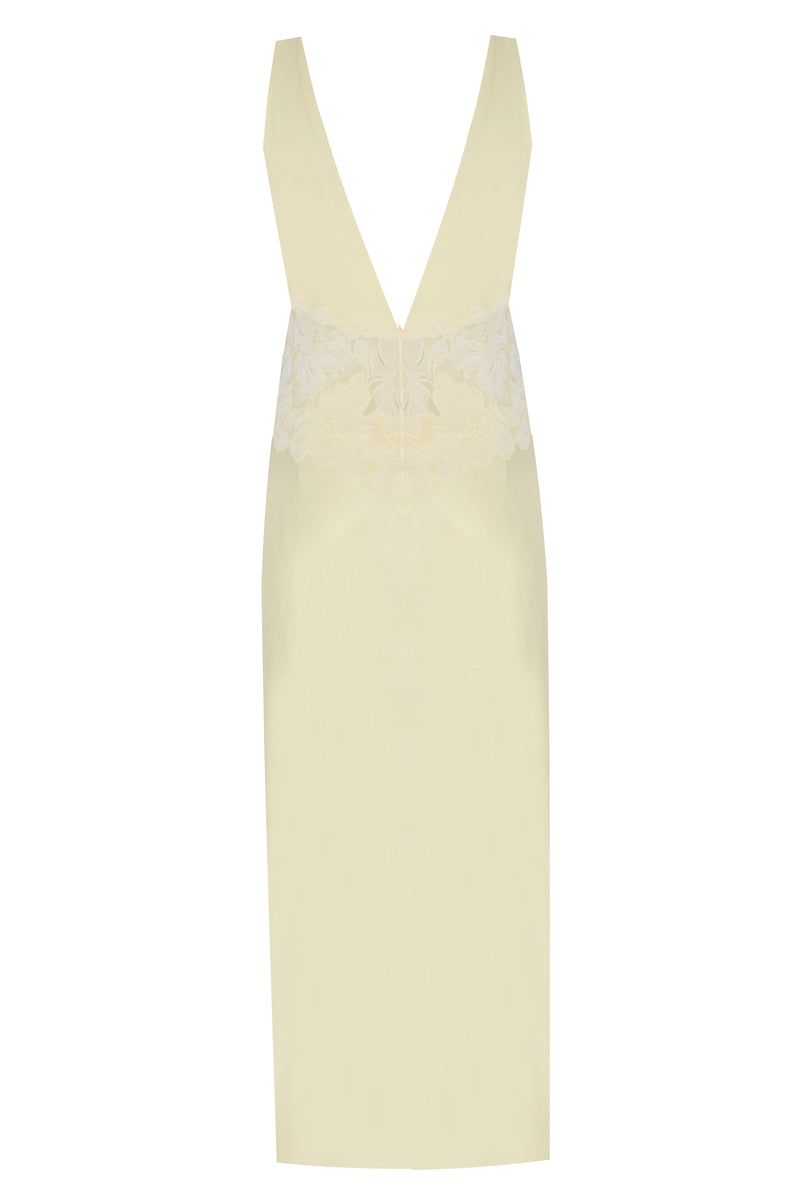 Eugenie long V-neck inner nightgown by Bocan Couture, soft fabric with elegant design, perfect for comfortable sleepwear.