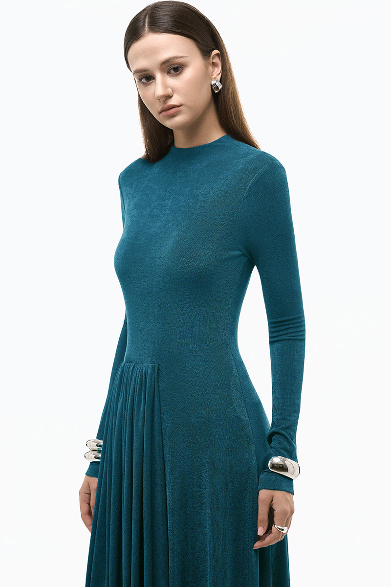 Blue Light Twinkle Jersey Spandex gown by EEGEN STUDIO, featuring a fitted silhouette and elegant design perfect for formal occasions.