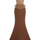 Eegen Studio Sahara Set gown in soft fabric, featuring elegant design and intricate details, perfect for stylish evening wear.
