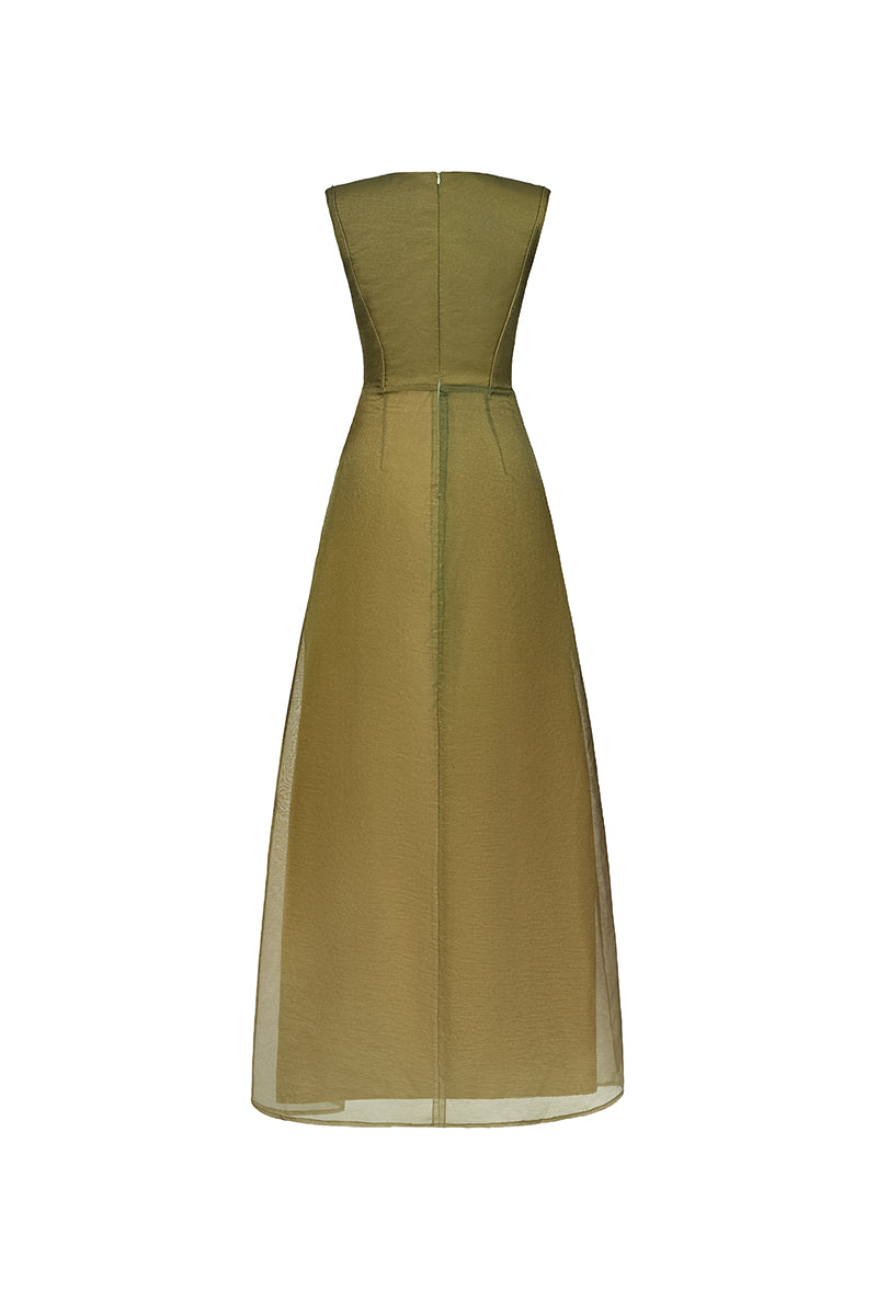 EEGEN STUDIO Verna Midi Dress with a flowy silhouette, featuring a sleeveless design and elegant, lightweight fabric.