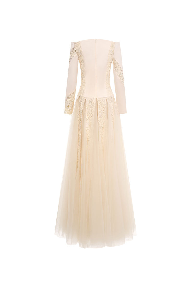 Elegant ELIRA gown by EEGEN STUDIO featuring flowing fabric and intricate details, perfect for formal occasions.