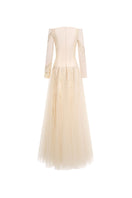 Elegant ELIRA gown by EEGEN STUDIO featuring flowing fabric and intricate details, perfect for formal occasions.