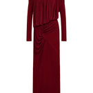 Red Seraphine maxi dress by EeGen Studio featuring flowing fabric and elegant design, perfect for stylish occasions.