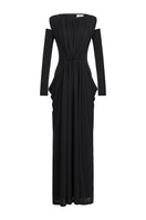 Eegen Studio VELA Maxi Dress in flowing fabric with a relaxed fit, displayed on a hanger against a neutral background.