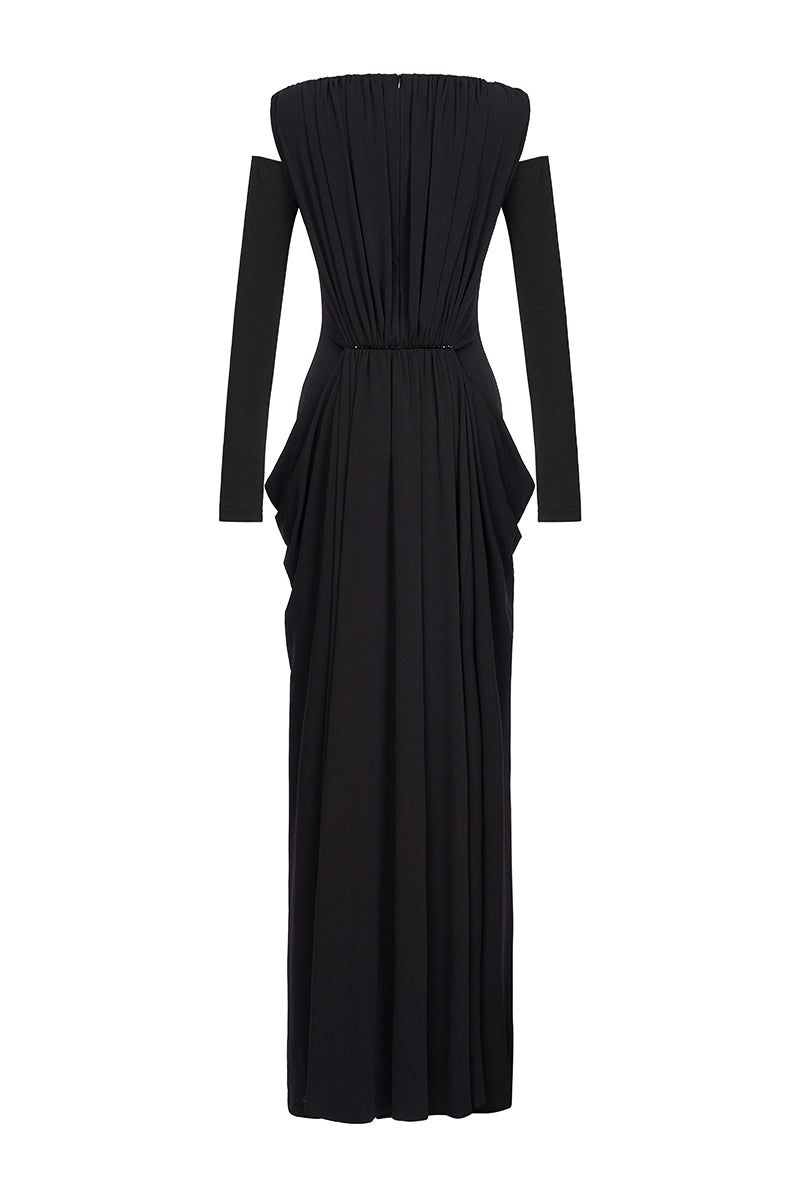 EEGEN STUDIO VELA Maxi Dress featuring a flowing silhouette and elegant design, shown in a vibrant fabric.