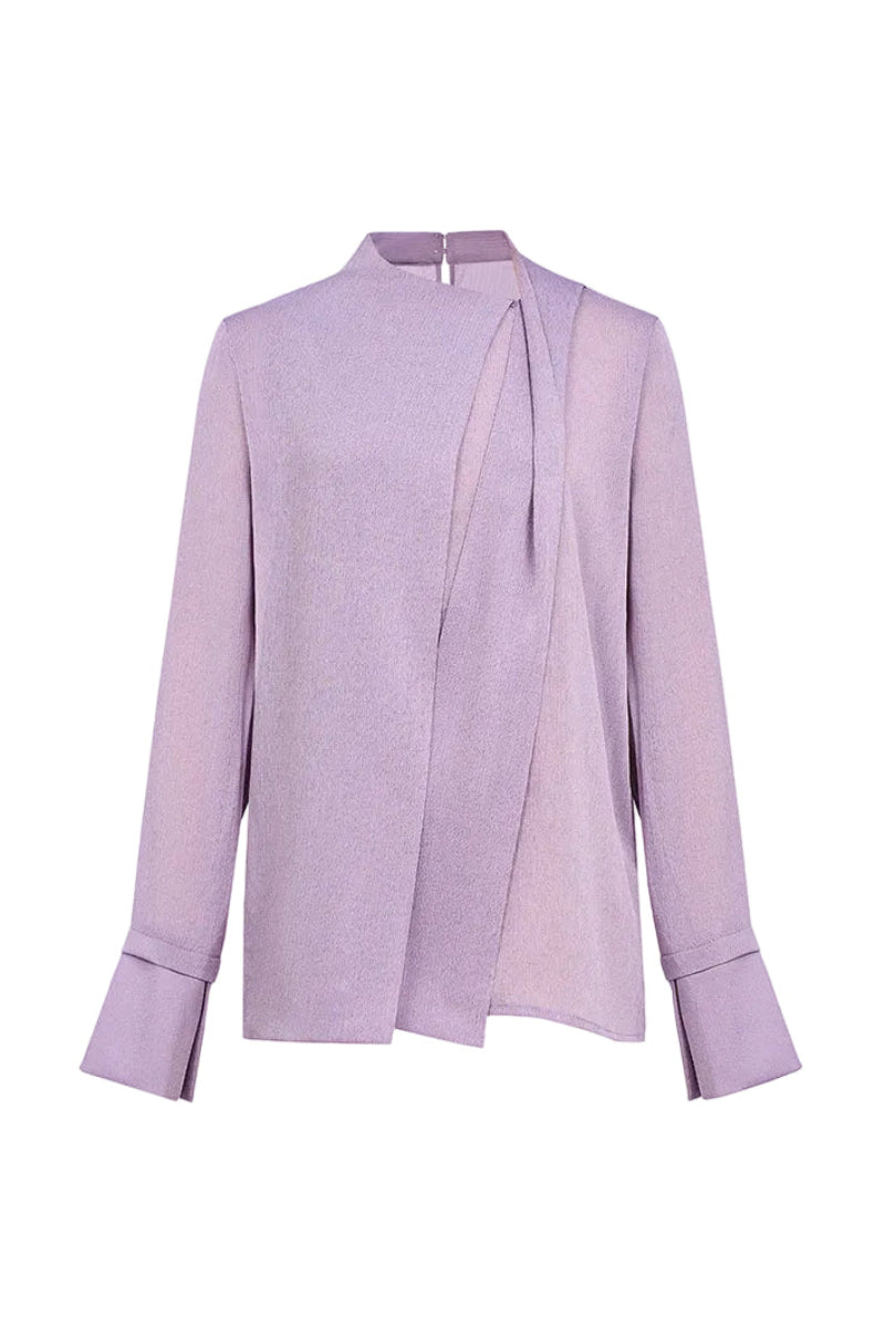Purple long sleeve top by EEGEN STUDIO, featuring a stylish design and comfortable fit, shown on a model.