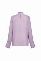 Purple long sleeve top from EEGEN STUDIO featuring a fitted design, displayed on a hanger.