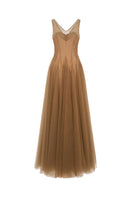 Elegant Samara gown by EEGEN STUDIO, featuring flowing fabric and intricate detailing, perfect for formal occasions.