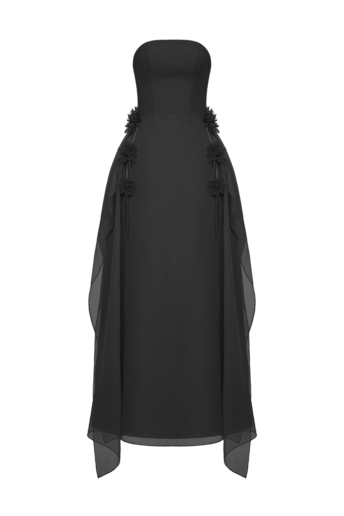 Elegant shale-colored gown by EEGEN STUDIO featuring flowing fabric and a stylish silhouette for formal occasions.