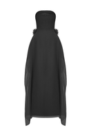 Elegant EEGEN STUDIO shale gown with flowing fabric and intricate detailing, perfect for formal occasions.