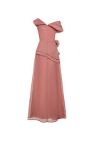 Elegant navy blue Cyra gown by EeGen Studio featuring flowing fabric and a stylish design, perfect for formal occasions.