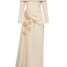 Elegant Amira gown by EEGEN STUDIO featuring flowing fabric and intricate detailing, perfect for formal occasions.