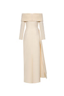 Elegant Amira gown by EEGEN STUDIO featuring flowing fabric and intricate detailing, perfect for formal occasions.