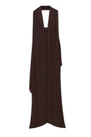 Baobab EL Maxi Dress in chocolate color, flowing maxi dress with elegant design, showcased in a full-length image.
