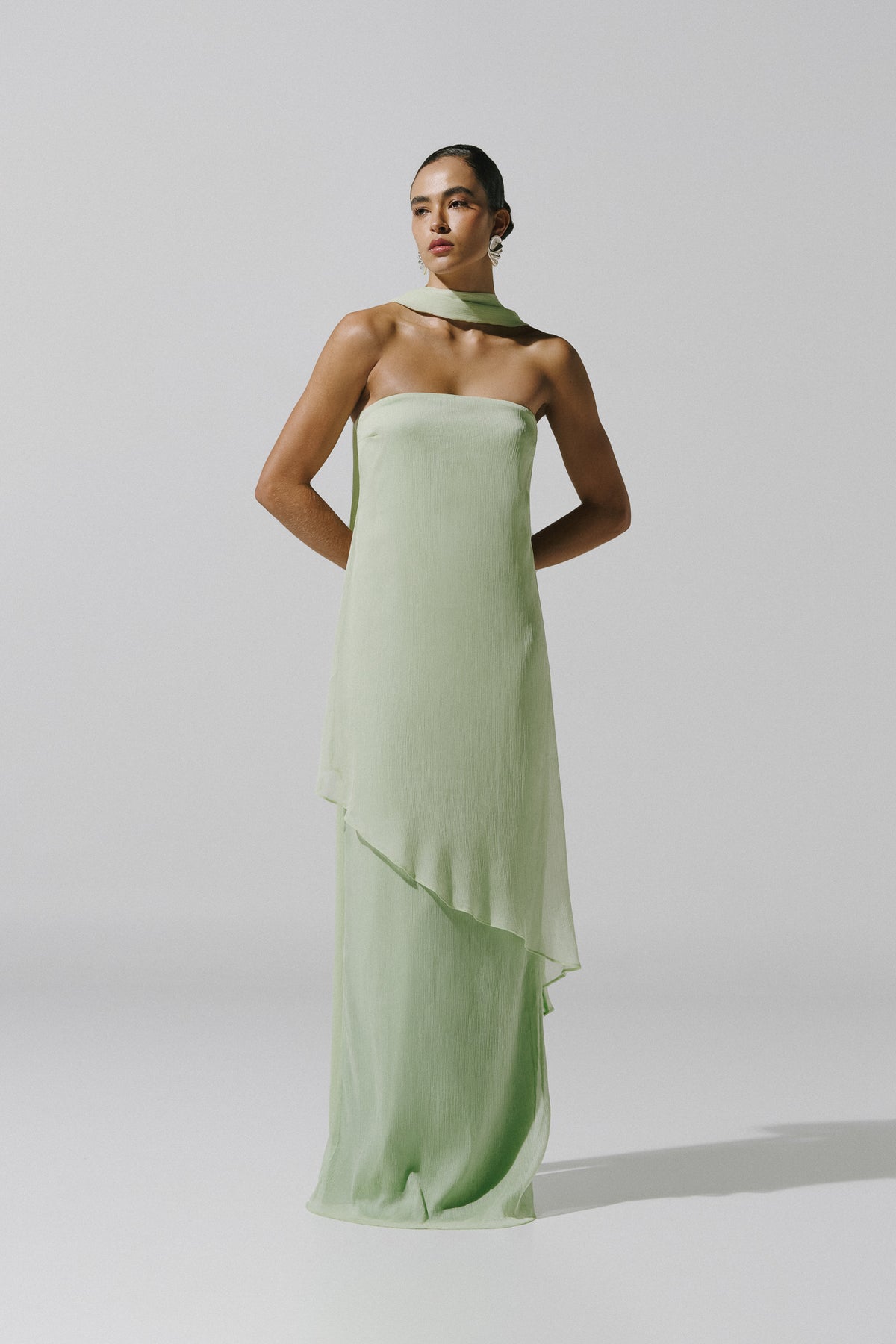 Baobab EL Maxi Dress in sage green, flowing maxi dress with a relaxed fit and elegant design, perfect for casual or dressy occasions.