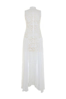 Nana Gotti Elaia Maxi Dress in flowing fabric with a fitted bodice and ankle-length skirt, styled for elegant summer wear.