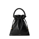 Black ISIDORA MALVA Elena pouch top handle bag with sleek design and elegant gold hardware.