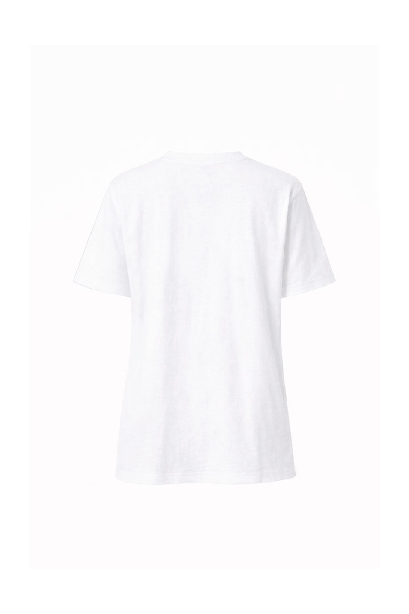 Light blue Ana + Maria Elia T-shirt with ghost graphic, casual short-sleeve top for women.