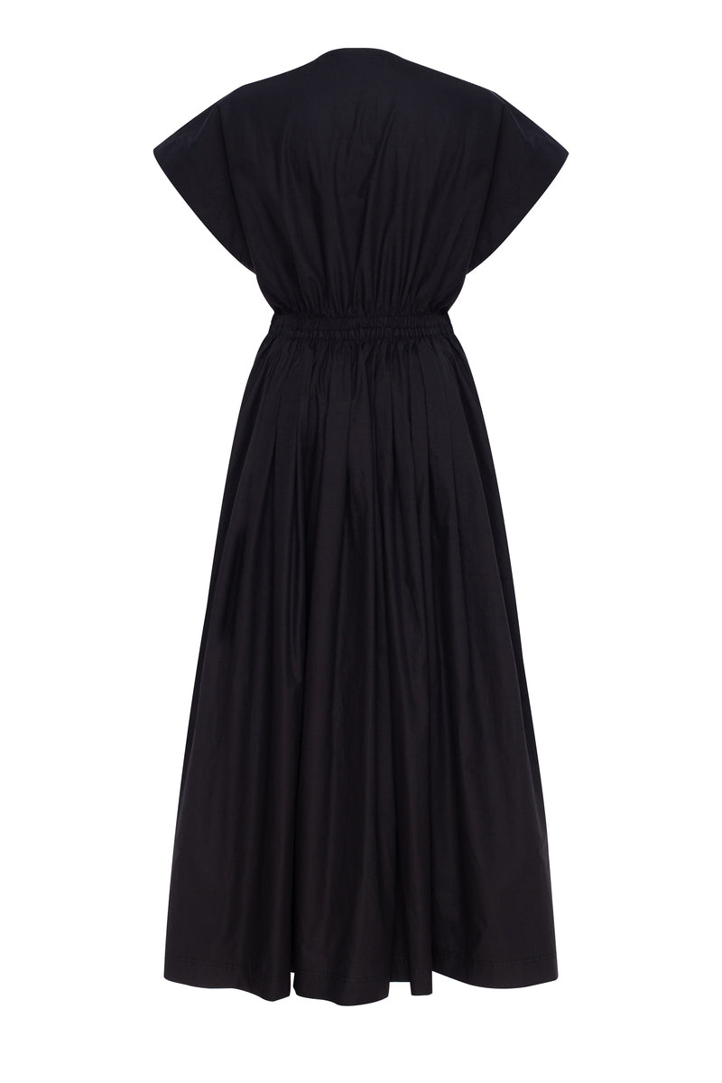 Black Tamar Keburia Eliz maxi dress featuring a flowing silhouette and elegant design, perfect for formal or casual occasions.
