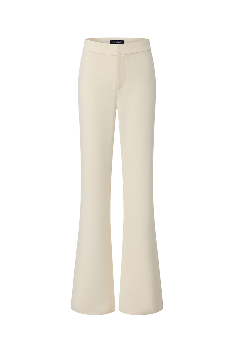 Nana Jacqueline Ella flared pants in champagne color, front view showcasing high waist and flowing wide-leg design.
