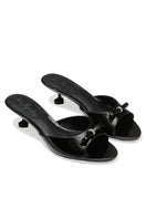 Black Nana Jacqueline Ella Heart heels featuring a stylish heart-shaped design on the front for a chic and elegant look.