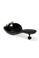 Black Nana Jacqueline Ella Heart heels shown from the back, featuring stylish heart-shaped details and sleek design.