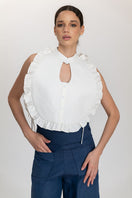 Ivory Ellen bib top by ANA + MARIA featuring a stylish high-neck design and intricate detailing, perfect for casual or dressy occasions.