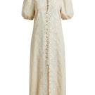 Mestiza New York Elliana Flaxen midi dress featuring a flowing, elegant design with intricate detailing.