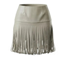 Double A Ellie leather midi skirt in butter yellow, showing smooth leather fabric with a fitted waist and flowing hem.
