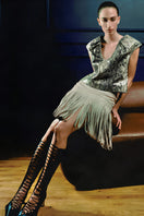Double A Ellie leather midi skirt in butter yellow, showcasing its smooth leather texture and stylish design.
