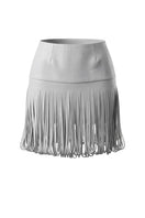 White Ellie leather midi skirt by Double A, featuring a sleek, fitted design with a smooth leather finish and stylish hem.